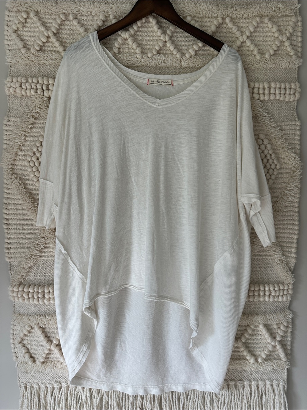 Free People Relaxed White V-Neck Oversized Women's Shirt